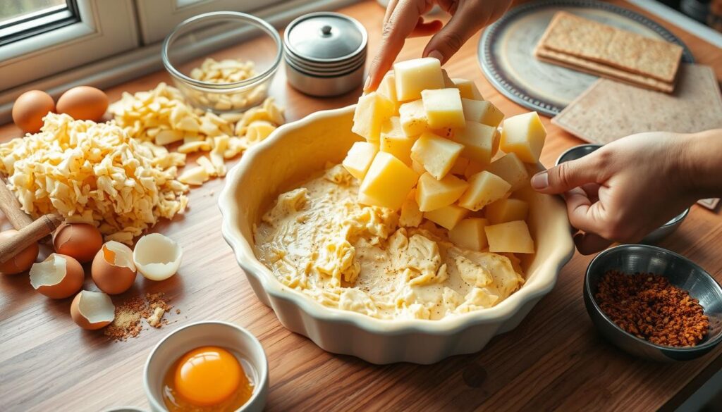 Assembling Passover Potato Pie